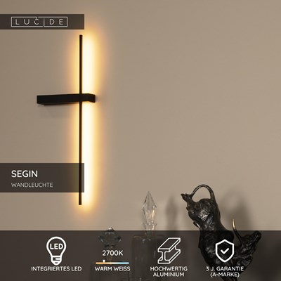 Lucide SEGIN - Wandleuchte - LED - 1x6W 2700K - Schwarz